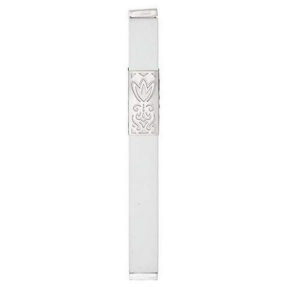 A&S Mezuzot Modern Aluminum Pomegranate Design Mezuzah Case Home Accessories (Silver, 12cm-5inch)