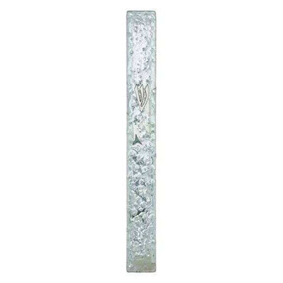A&S Mezuzot Modern Glass Mezuzah Case in Shatterd Glass Design Waterproof Judiaca Door Mezuzah Home Blessing and Protection Cover (Light Blue, 6 Inches)