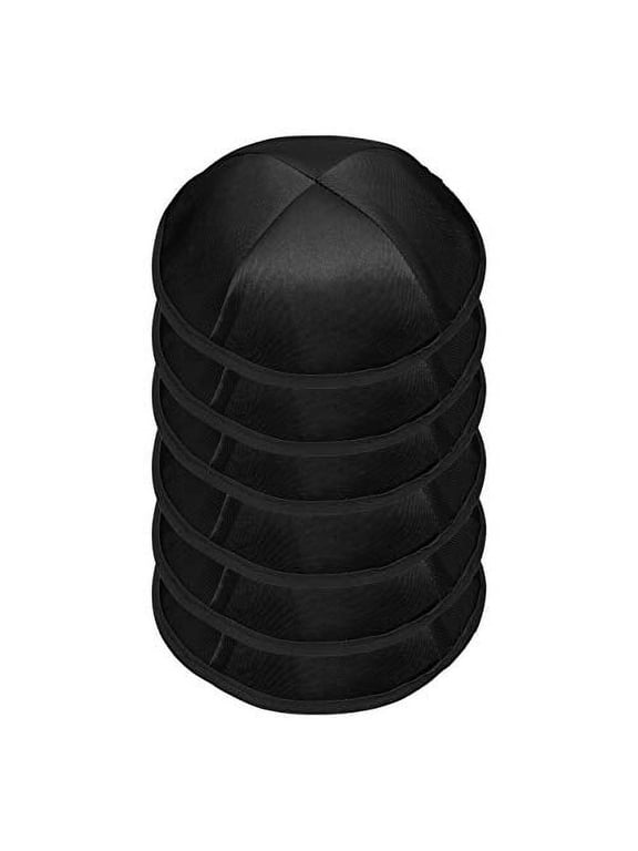 Modern Satin Kippah for Men Yarmulke Cap Jewish Yamaka Hat Kippot Yarmulka Set of 6 - Black Shinny