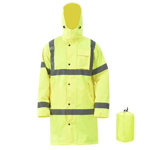 A-SAFETY High Vis Rain Jacket Trench Coat &Safety Rain Jacket RIVER OTTER Rain Bibs ANSI Class 3