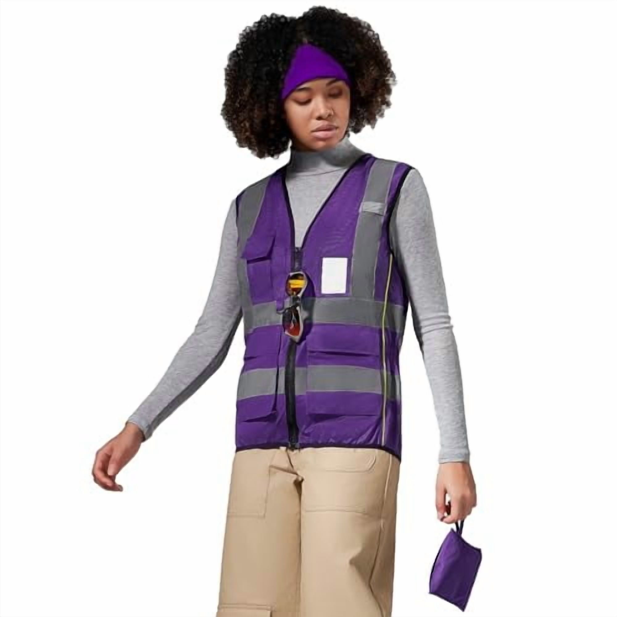 A-SAFETY High Vis Safety Vest for Women - Reflective Strips, Multi-Pockets, Zipper Closure