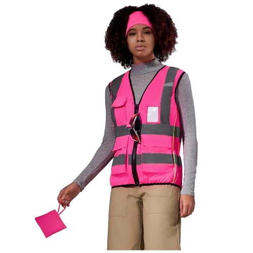 A-SAFETY High Vis Safety Vest for Women - Reflective Strips, Multi-Pockets, Zipper Closure