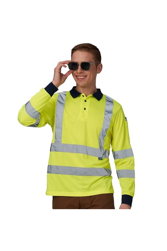 Long sleeves Hi Vis Safety Daily Work Construction Polo Shirts for Men for Women