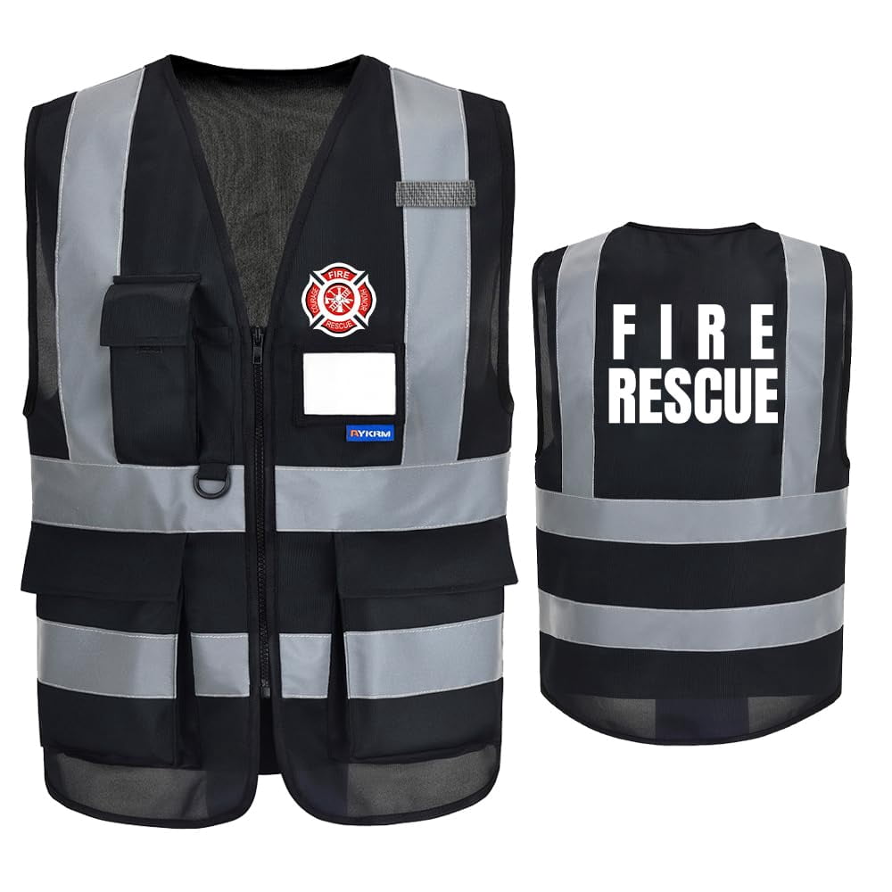 A-SAFETY Reflective Security Safety Vests Heavy Duty with 7 Pockets and Front Zipper