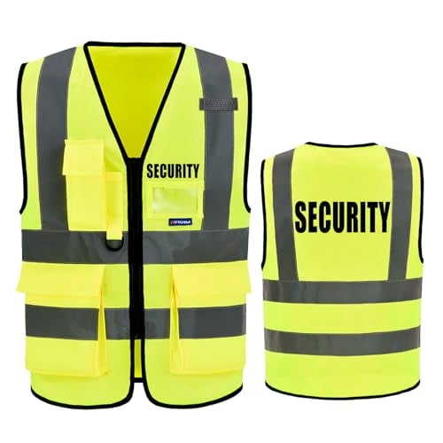 A-SAFETY Reflective Security Safety Vests Heavy Duty with 7 Pockets and Front Zipper