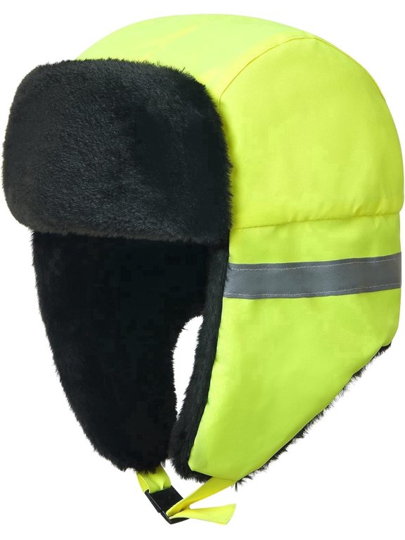 Visibility Winter Ski Cap, Safety Aviator Hunting Trapper Hat Trooper Hat Yellow