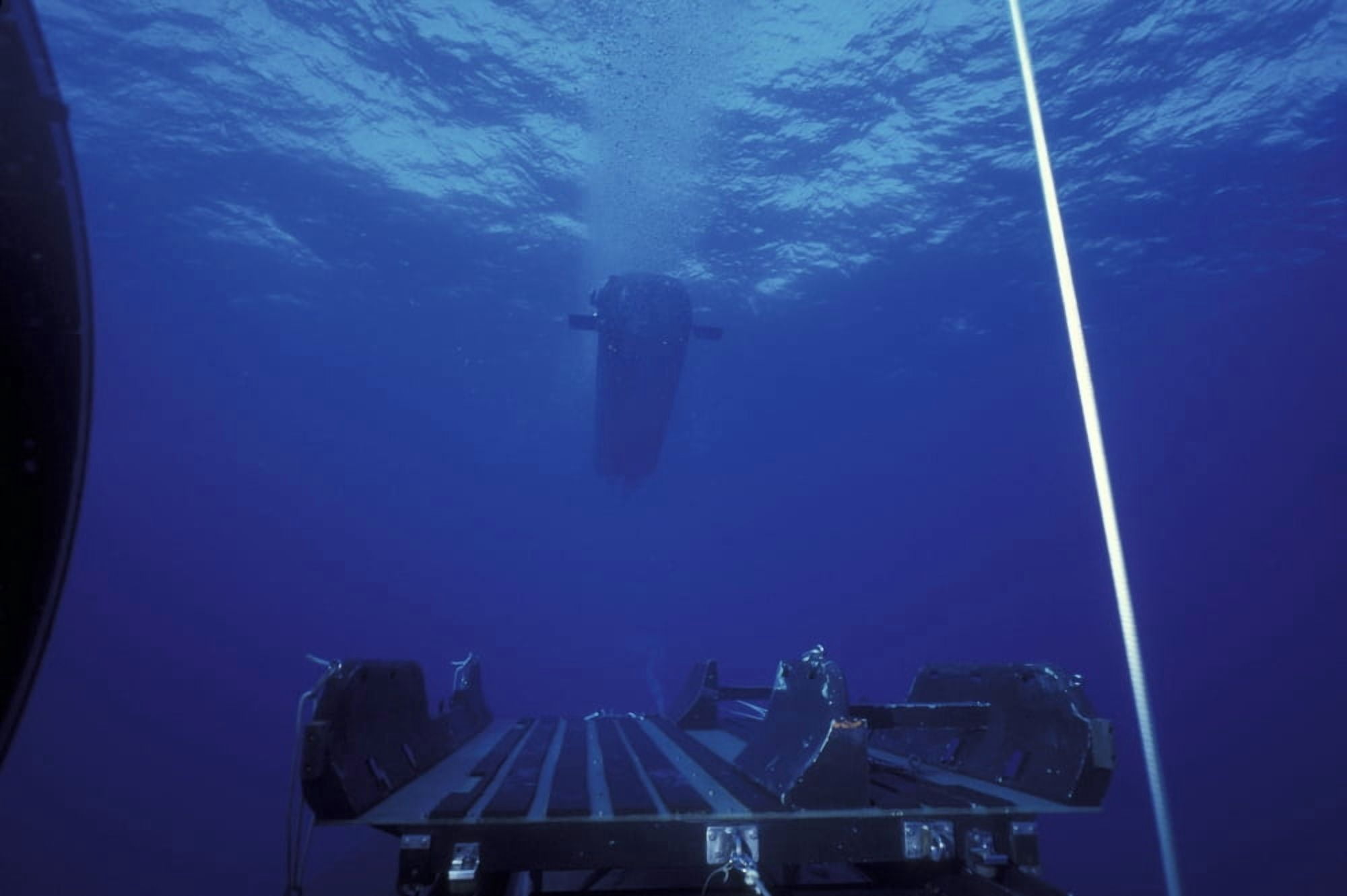 A SEAL Delivery Vehicle approaches the Dry Deck Shelter Canvas Art - Michael WoodStocktrek Images (34 x 23)