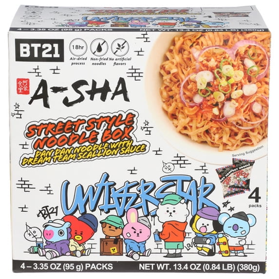 A-SHA Noodles Dan Dan Sichuan Spicy 4-Pack 13.4 oz (Pack of 6)