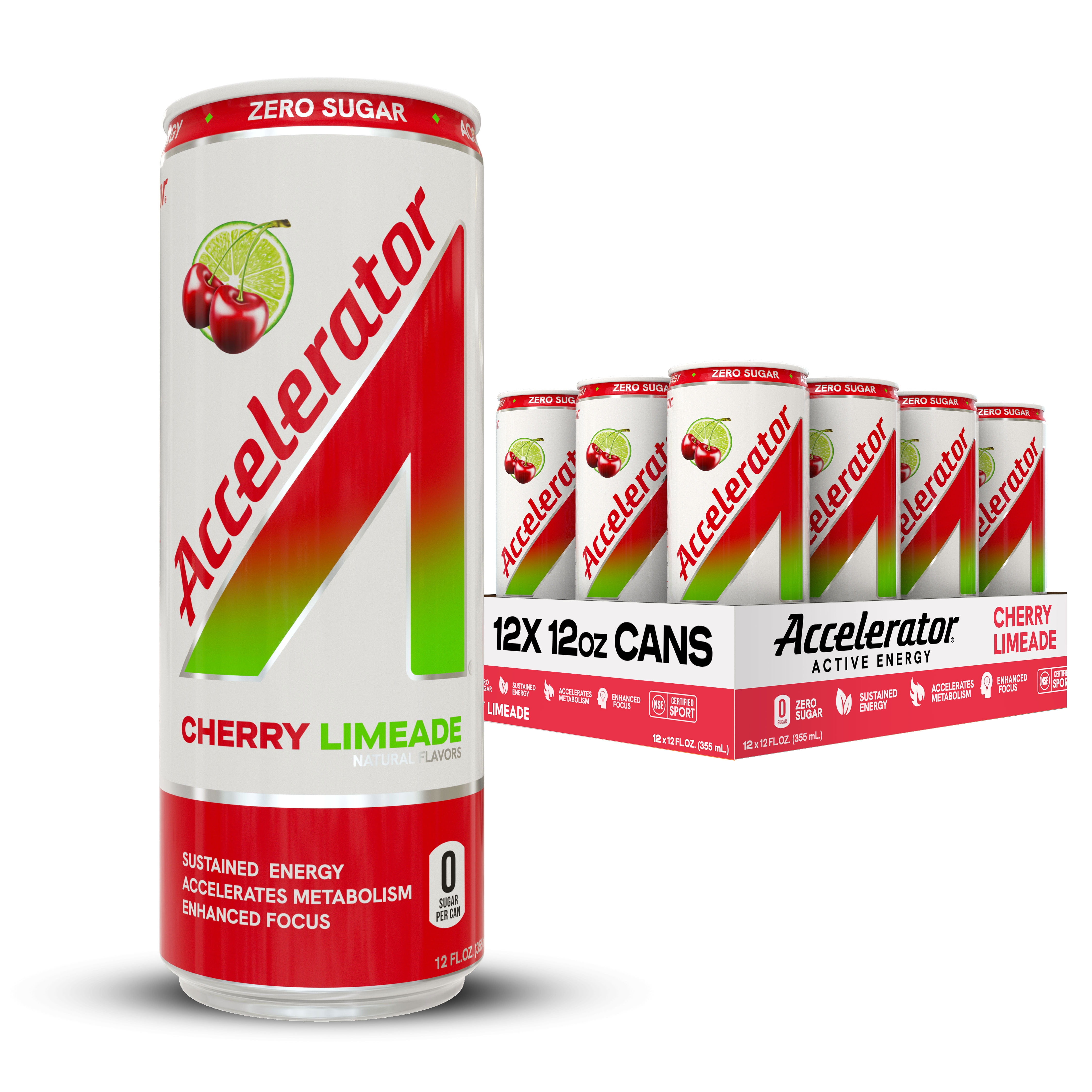 A SHOC Accelerator Cherry Limeade Energy Drink, 12 fl oz, 12 Pack Cans