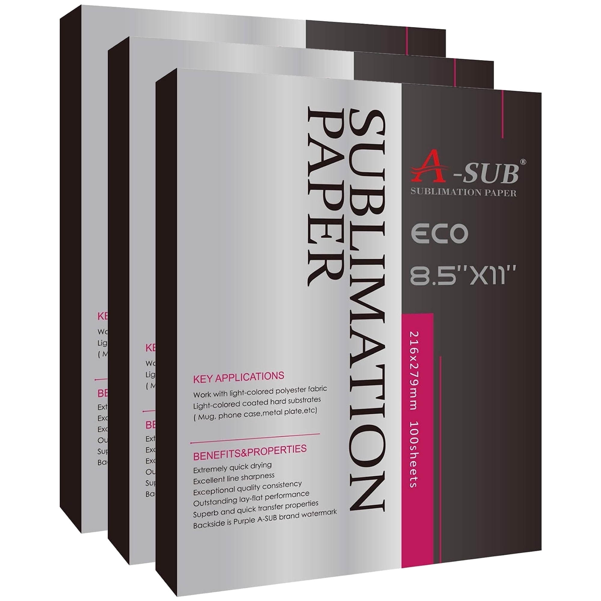 A-SUB 300 Sheets 8.5x11 Inch Sublimation Paper for Inkjet Sublimation Ink Printers, 125g Sublimation Paper Heat Transfer