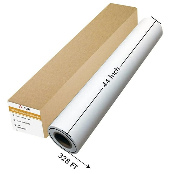 A-SUB 44" x 328' Sticky Sublimation Paper Roll for Heat Transfer 100gsm