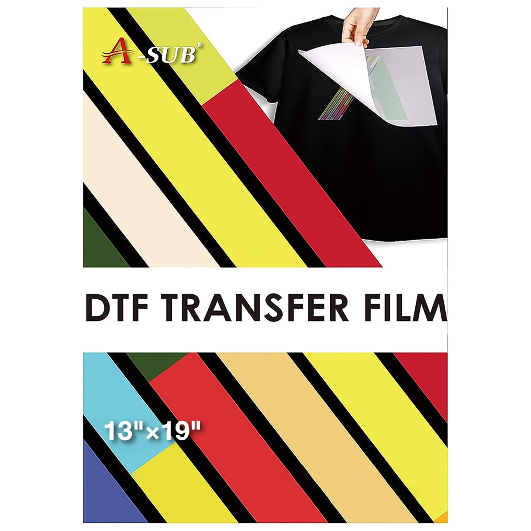 A-SUB DTF Film 13x19 DTF Transfer Sheets A3+ 100 Sheets Sublimation Paper for Dark Fabrics, Clear PET DTF Paper for DIY Cotton T-shirt with DTF Ink Printer