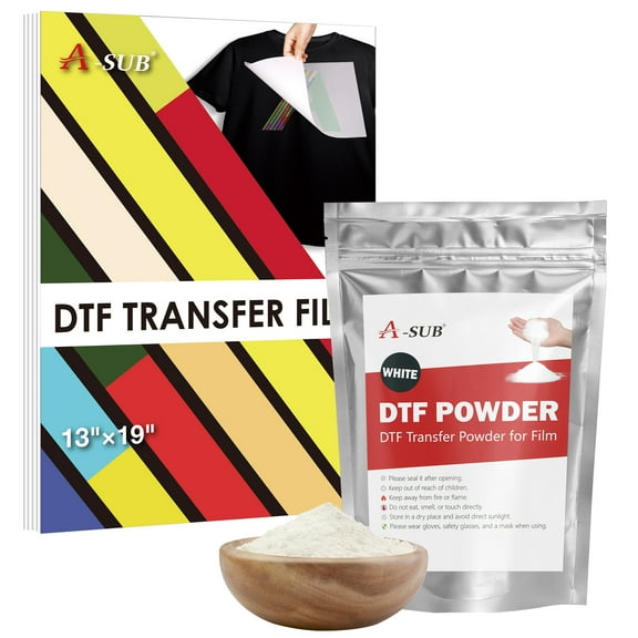 A-SUB Direct to Film Bundle Kit - A-SUB DTF Film 13x19 A3+ 50 Sheets + A-SUB DTF Powder for Sublimation White 2.2LB