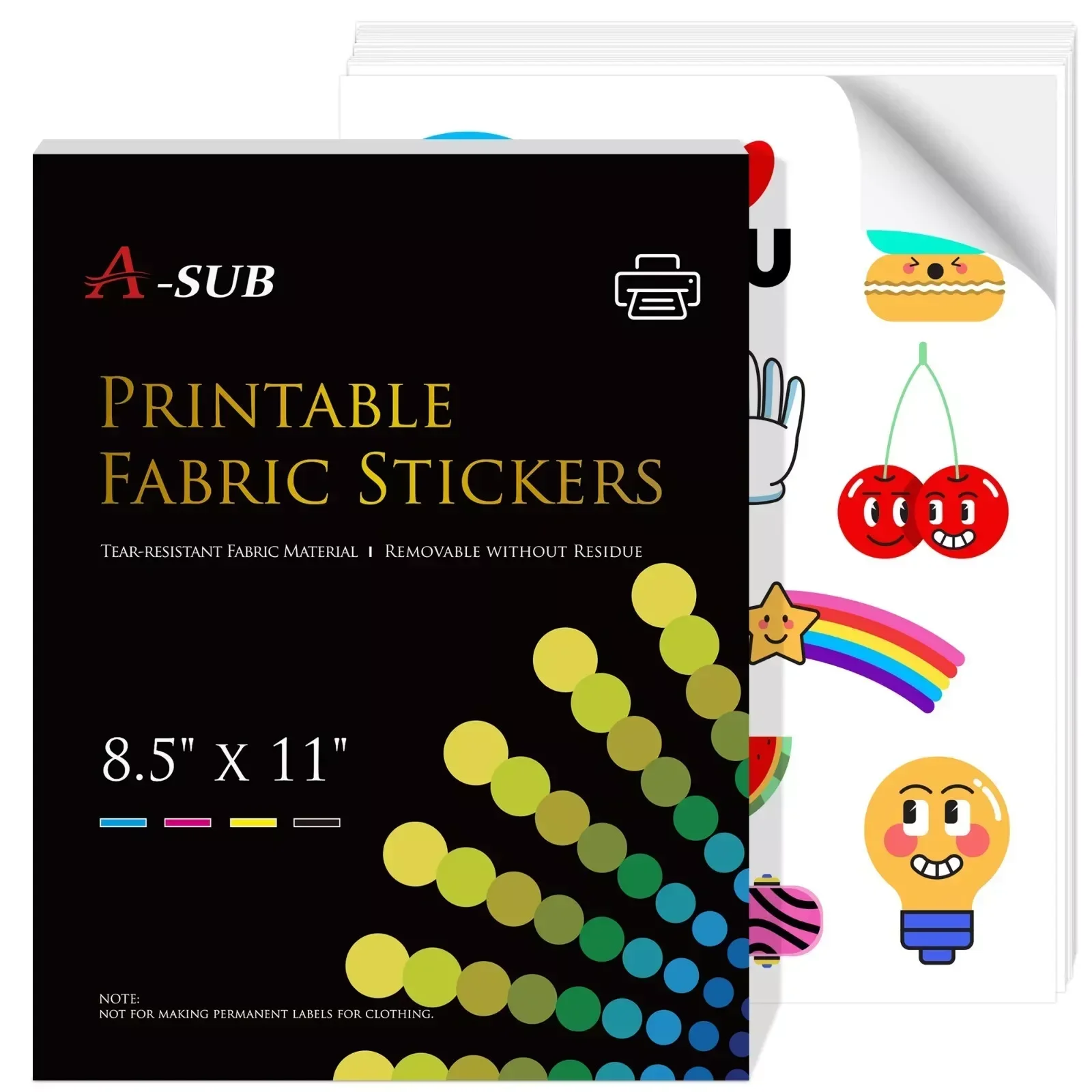 7394 Paper A-SUB Fabric Sticker Paper for Inkjet Printers, Matte White 30 Sheets ...