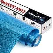 A-SUB Glitter HTV Heat Transfer Vinyl Rolls 12" x 8ft Sky Blue Glitter HTV Vinyl for Shirts, Glitter Iron on Vinyl for All Cutter Machine - Easy to Cut & Weed for Heat Press