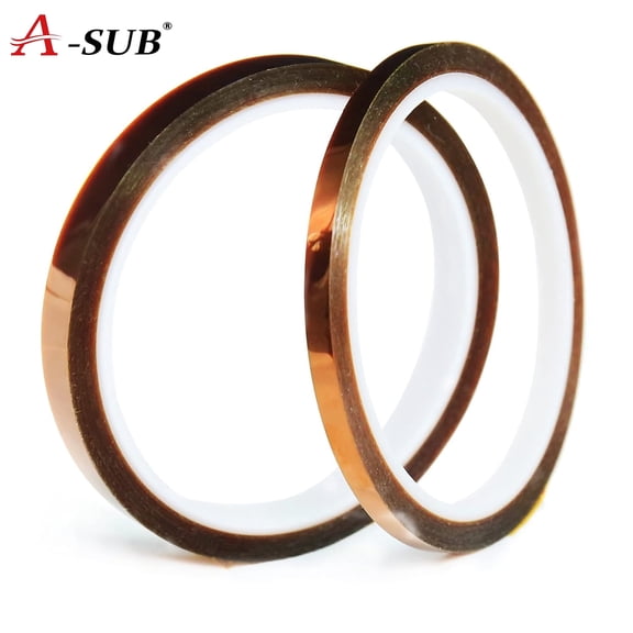 A-SUB Heat Resistant Tape, No Residue, High Temperature, 2 Rolls, 10mm x 33m (108ft)