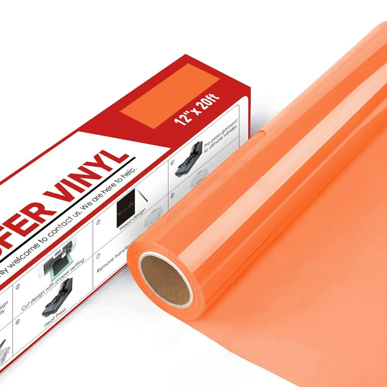 A-SUB Heat Transfer Vinyl Rolls Orange 12 x 20ft HTV Vinyl Iron