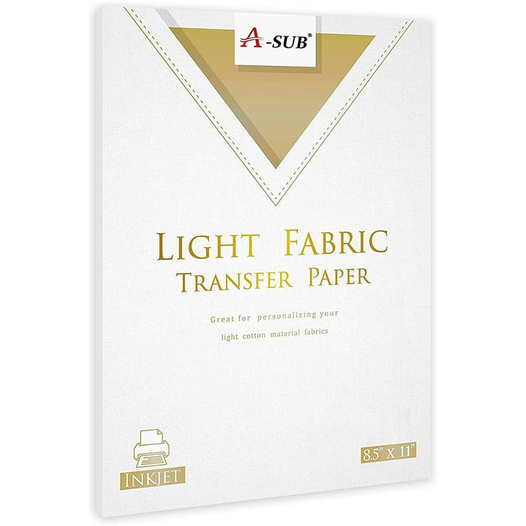 A-sub Iron-On Heat Transfer Paper for White and Light Fabric 8.5x11 Inches T Shirt Transfer Paper for Inkjet Printer Wash Durable, Long Lasting