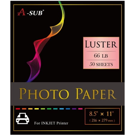 A-SUB Luster Photo Paper 8.5X11 Professional Inkjet Photo Paper 50 Sheets, Semi-gloss Waterproof Photo Paper, No Fade, Long-lasting