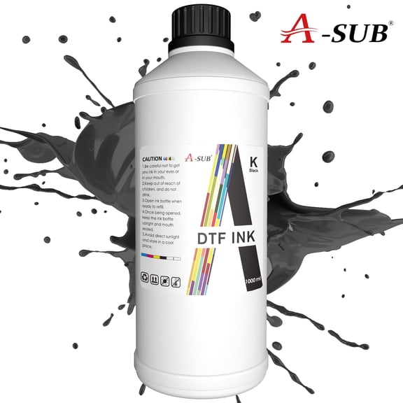 A-SUB Premium DTF Ink Refill Bottle 1000ML Black Sublimation Ink for Printheads XP-15000 ET-8550 L1800 etc, US Stock DTF Transfer Ink