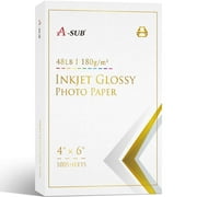 A-SUB Premium Glossy Photo Paper 4x6 inch, 48LB 180gsm 10Mil, 100 Sheets for All Inkjet Printers Canon Epson HP
