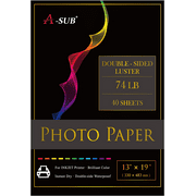 A-SUB Premium Photo Paper 13 x 19 Double Sided Luster 74lb Heavyweight for Inkjet Printers 40 Sheets Waterproof, Long-lasting Professional RC Photo Paper