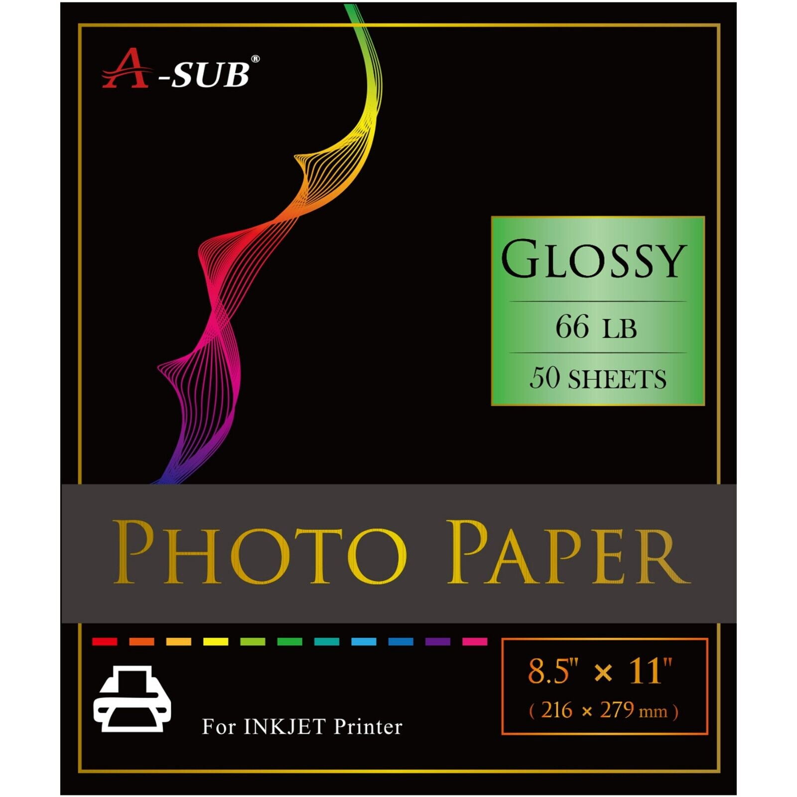 A-SUB Premium Photo Paper Glossy 13x19 Inch 66lb Heavyweight 250gsm  Waterproof for Inkjet Printers 50 Sheets 