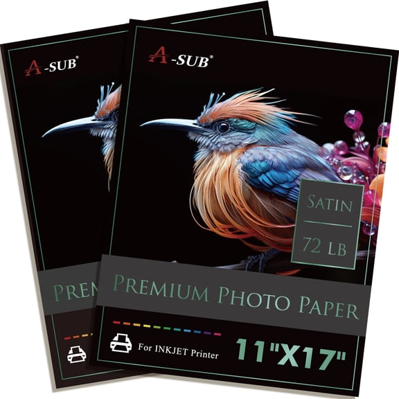 A-SUB Premium Satin Photo Paper, 72lb 260gsm, 11x17 inch, 100 Count, Soft Gloss,Large Photo Paper,Inkjet Printers DIY Posters,Portraits