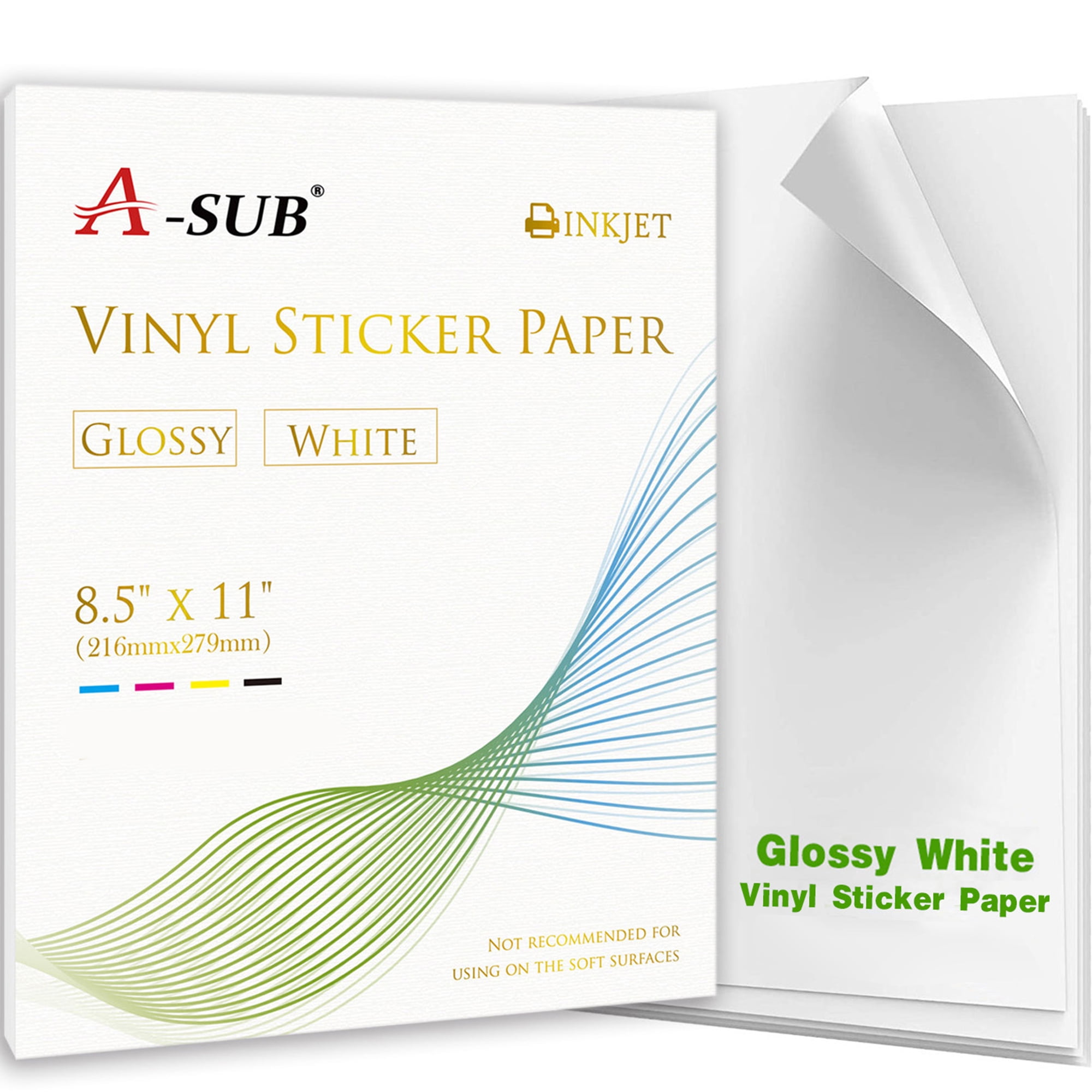 Green Sticker Paper - 8.5 x 11 Full Sheet Label - for Cutting Machines,  Scissors - Permanent, Matte - No Backslit - 100 Sheets, Inkjet/Laser  Printers