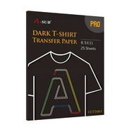 A-SUB Pro Inkjet Iron-on Dark Transfer Paper for Fabrics 8.5x11 25 Sheets, Printable Heat Transfer Vinyl Paper for Dark/Black T-Shirts Work with Cricut