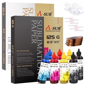 Kit - A-SUB 8.5x11 Sublimation Heat Transfer Paper 220 Sheets+ Sublimation Ink for Inkjet Printers + Heat Resistant Tapes