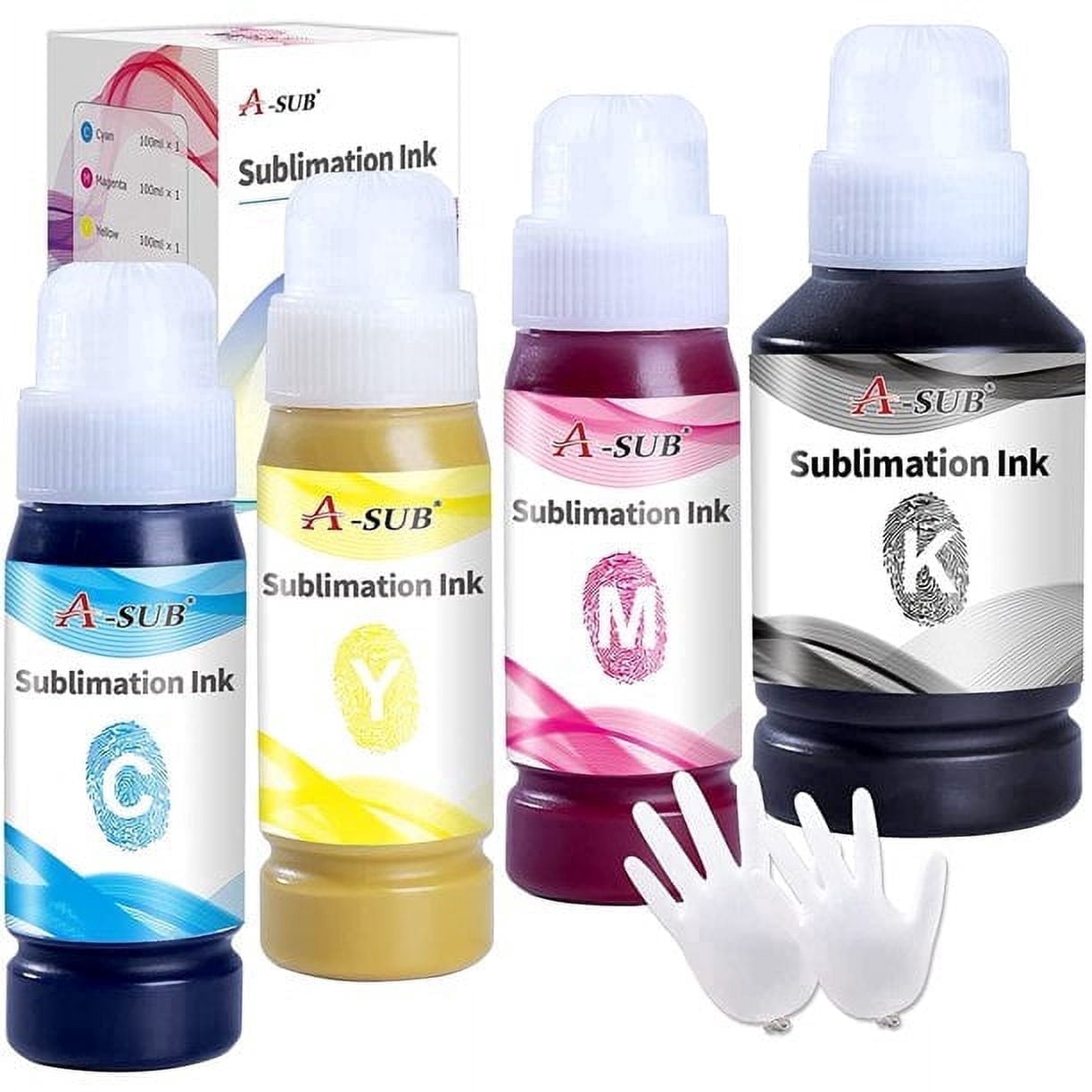 A-SUB Sublimation Ink Refill for Inkjet Ecotank Inkjet Printers, ET-2400 ET-2720 ET-2760 ET-2800 ET-2803 ET-4700 ET-4760 ET-15000 , Heat Transfer on Mug, Tumblers, T-Shirts