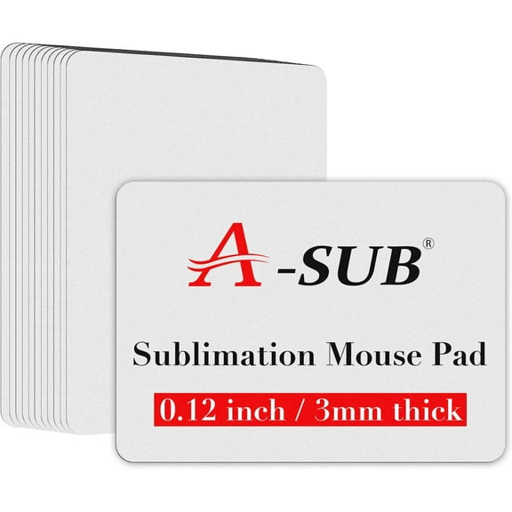 A-SUB Sublimation Mouse Pad Blank Rectangular Blanks 3mm Thick for Transfer Heat Press Printing Crafts 9.4x7.9x0.12 Inches White 11pcs