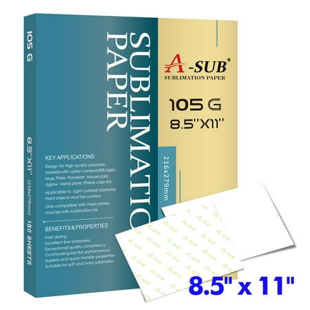 A-SUB Sublimation Paper- 150 Sheets Heat Transfer Paper 8.5x11 inch Compatible with Inkjet Sublimation Printer 105g