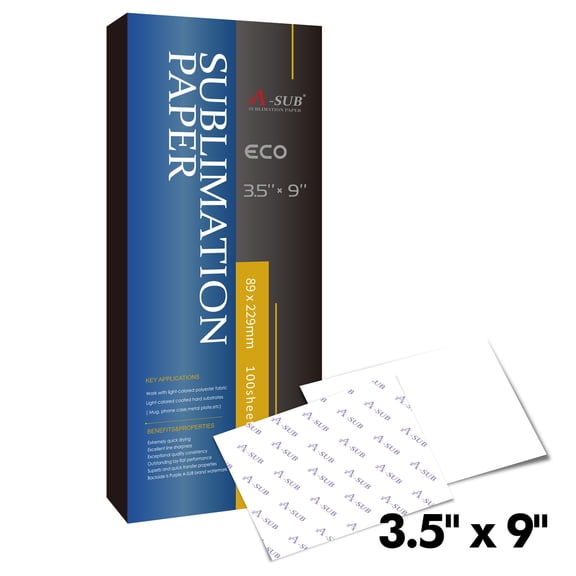 A-SUB Sublimation Paper 3.5x9 Inch for DIY Unique Christmas Gifts Compatible with Inkjet Printer which Match Sublimation Ink 100 Sheets