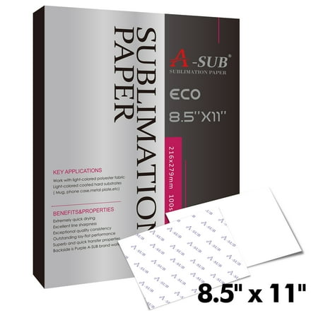 A-SUB Sublimation Paper 8.5x11 Inch for DIY Unique Christmas Gifts Compatible with Inkjet Printer which Match Sublimation Ink 100 Sheets