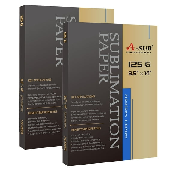 A-SUB Sublimation Paper 8.5x14 Inches 220 Sheets for Any Inkjet Printer which Match Sublimation Ink 125g Legal Size