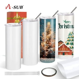 Hiipoo 8 Pack Sublimation Tumblers Bulk 20 oz Skinny, Stainless Steel Double Wall Insulated Straight Sublimation Blanks Tumbler with 10 Sublimation