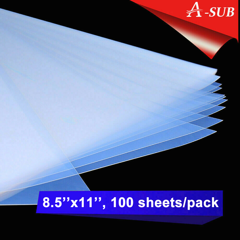 A-SUB Waterproof Film 8.5x11 In Inkjet Positive Silk Transparency Film for  Screen Printing 100 Sheets 