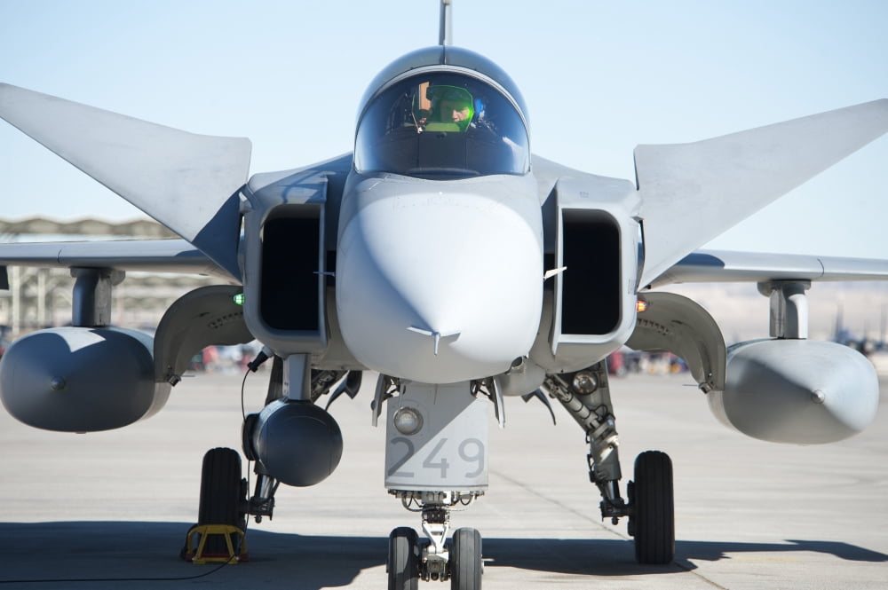 A Saab JAS-39C Gripen of the Swedish Air Force Canvas Art - Stocktrek Images (35 x 23)