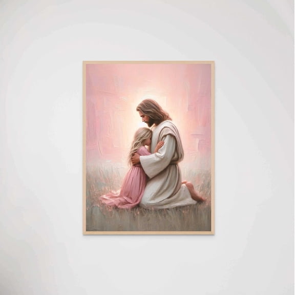 A Safe Place Christian Art Picture Of Jesus And Girl Wall Bible For Children Unframed Paper Print