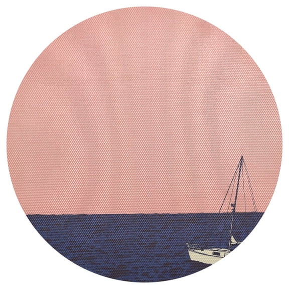 A Sailing Ship 15.4in Diameter PVC Plate Mat, Heat-Resistant and Cuttable, Kitchen Decor