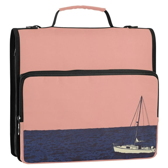 A Sailing Ship 3-Ring Binder Bag 13.6x12.4x3.5in Water-Resistant Canvas for School or Office Use