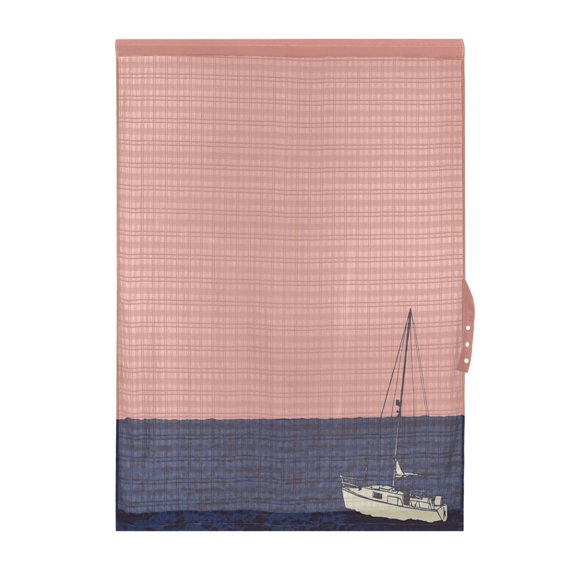 A Sailing Ship Door Curtain 25x40in Privacy Mesh with UV Protection Tie Back Rod Pockets