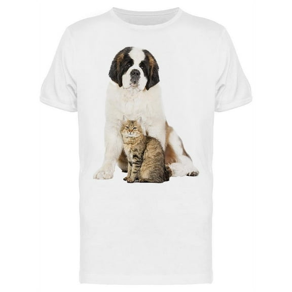 A Saint Bernard And Kitten T-Shirt Men -Image by Shutterstock, Male Small