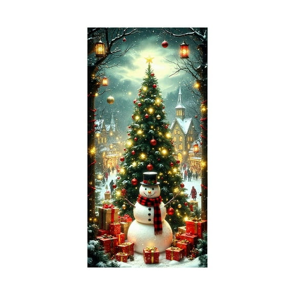 A Santa Christmas Door Cover - 35X71 Inch Polyester Decorative Curtain, Holiday Entryway Decor