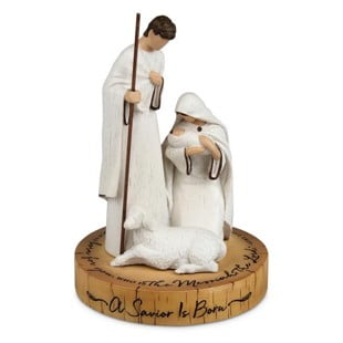 Hand-Painted Resin Holy Family Nativity Sculpture with Lamb