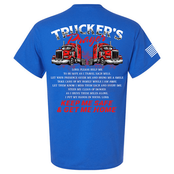 Trenz Shirt Company Mens Graphic T-Shirt - Trucker's Payer, Keep Me Safe & Get Me Home Design-Royal-small