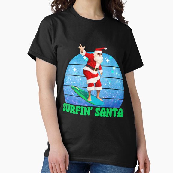 A Seaside Sleigh A Holiday Surfing Spectacle Themed Unisex T-Shirt, up to Size 5XL
