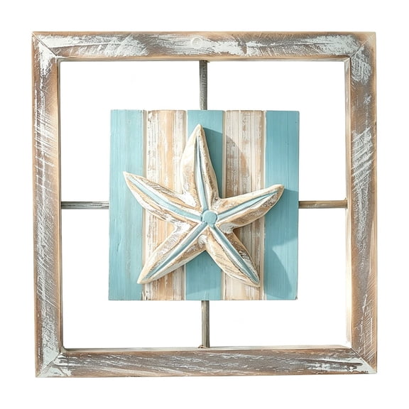 A Seaside Wall Decor Nautical Style Mediterranean Style Wooden Sea Star And Shells Wall Hanging Art For Homestay